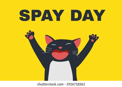 Spay Day illustration. Funny Cats . Cartoon vector drawing.