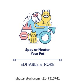 Spay and neuter pet concept icon. Pet ownership abstract idea thin line illustration. Prevent negative health outcomes. Isolated outline drawing. Editable stroke. Arial, Myriad Pro-Bold fonts used