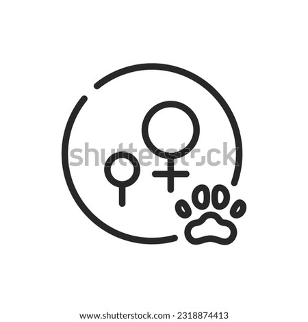 Spay Sterilization Icon. Vector Outline Editable Sign for Female Pet Neutering and Population Control