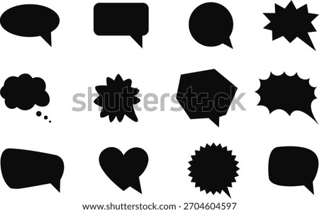 speach bubble all icons set cloud messaging star thinking black icon