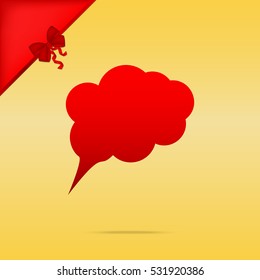 Speach bubble sign illustration. Cristmas design red icon on gold background.