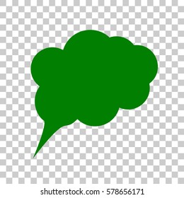 Speach bubble sign illustration. Dark green icon on transparent background.