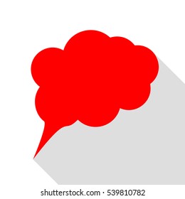 Speach bubble sign illustration. Red icon with flat style shadow path.