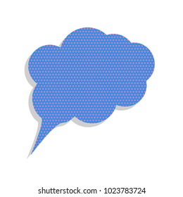 Speach bubble sign illustration. Vector. Neon blue icon with cyclamen polka dots pattern with light gray shadow on white background. Isolated.