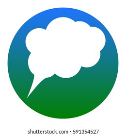 Speach bubble sign illustration. Vector. White icon in bluish circle on white background. Isolated.