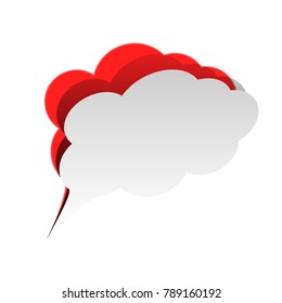 Speach bubble sign illustration. Vector. Detachable paper icon with red body stock. Isolated.