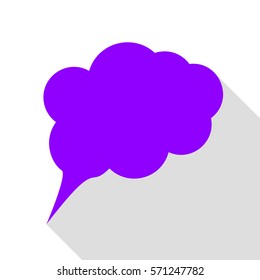 Speach bubble sign illustration. Violet icon with flat style shadow path.