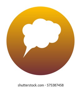 Speach bubble sign illustration. White icon in circle with golden gradient as background. Isolated.