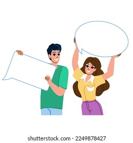 speach bubble vector. blank communication, holding message, sign empty, idea casual, person discussion speach bubble character. people flat cartoon illustration