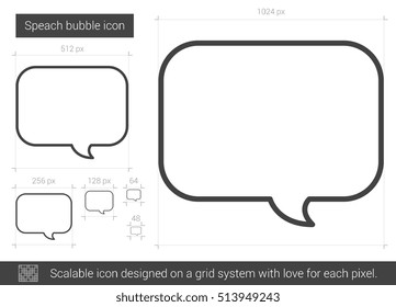 Speach Bubble Vector Line Icon Isolated On White Background. Speach Bubble Line Icon For Infographic, Website Or App. Scalable Icon Designed On A Grid System.