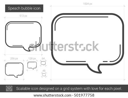 Speach bubble vector line icon isolated on white background. Speach bubble line icon for infographic, website or app. Scalable icon designed on a grid system.