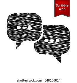 Speach bubles icon with pen effect. Scribble icon for you design.