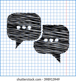 Speach bubles icon with pen effect on paper