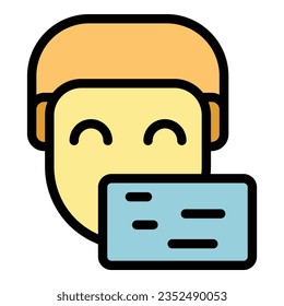 Speach election icon outline vector. Public oratory. Rhetoric debate color flat