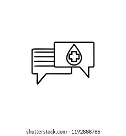 speak about blood icon. Element of blood donation for mobile concept and web apps illustration. Thin line icon for website design and development, app development on white background