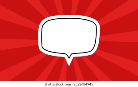 Speak bubble text, chatting box, message box realistic vector illustration design. Quote frames blank template. Flat style bubble text on red background