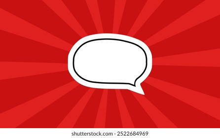Speak bubble text, chatting box, message box realistic vector illustration design. Quote frames blank template. Flat style bubble text on red background