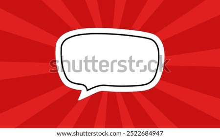 Speak bubble text, chatting box, message box realistic vector illustration design. Quote frames blank template. Flat style bubble text on red background