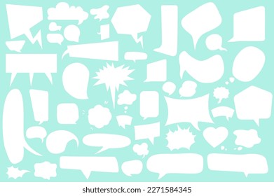 Speak bubble text chatting boxes set icons concept without people scene in the flat cartoon style. Images of speak bubbles which are used in comic. Vector illustration.