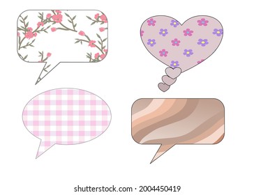 A speak bubble text,chatting box,message box outline cartoon design.Balloon doodle style of thinking sing symbols.space for your text. Vector illustration.