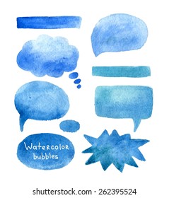 Speak bubbles watercolor icons set vector 