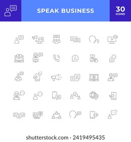 Speak business line icon set collection. modern simple web sign, symbol icon. Editable stroke.