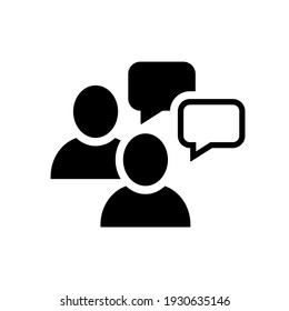 Speak Or Chat Black Vector Icon. Two People With Speech Bubbles. Dialog Symbol. Vector EPS 10