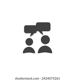 Icono de vector negro de habla o chat. Dos personas con burbujas de habla. Símbolo del diálogo.