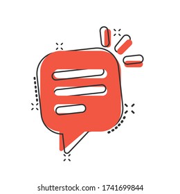 Speak chat sign icon in comic style. Speech bubbles cartoon vector illustration on white isolated background. Team discussion button splash effect business concept.