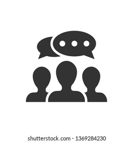 Speak chat sign icon in flat style. Bubble dialog vector illustration on white isolated background. Team discussion button business concept.