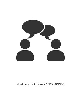 Speak chat sign icon in flat style. Bubble dialog vector illustration on white isolated background. Team discussion button business concept.