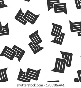 Speak chat sign icon in flat style. Speech bubbles vector illustration on white isolated background. Team discussion button seamless pattern business concept.