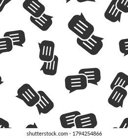 Speak chat sign icon in flat style. Speech bubbles vector illustration on white isolated background. Team discussion button seamless pattern business concept.
