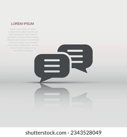 Speak chat sign icon in flat style. Speech bubbles vector illustration on white isolated background. Team discussion button business concept.