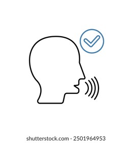 Hablar icono de línea de concepto. Ilustración de elemento simple. diseño de símbolo de contorno de concepto de habla.