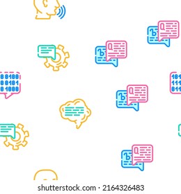 Speak Conversation And Discussion Vector Seamless Pattern Color Line Illustration