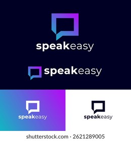 Speak Easy icon. Geometric frame as speech bubble with letter.Logo for language school.