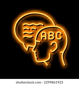 speak english neon light sign vector. speak english illustration