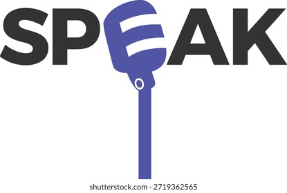 Habla el logotipo editable de EPS para los cantantes, comedia de pie, logotipo del espectáculo del escenario