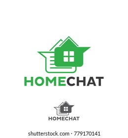 Speak Home Chat Logo Design Template. Vector Illustration