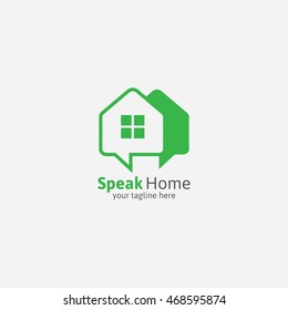 Speak Home Logo Design Template. Vector Illustration.