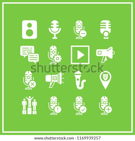 speak icon. 16 speak vector set. megaphone, podium, loudspeaker and mic icons for web and design about speak theme