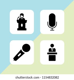 speak icon. 4 speak set with microphone, speech and karaoke microphone icon vector icons for web and mobile app