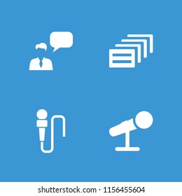 Speak icon. collection of 4 speak filled icons such as microphone, message. editable speak icons for web and mobile.
