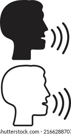 Speak Icon On White Background. Talk Or Talking Person Sign. Voice Command Symbol. Flat Style.