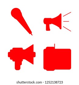 speak icon set about loudspeaker, home phone and microphone vector set