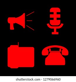 speak icon set about loudspeaker, microphone and home phone vector set