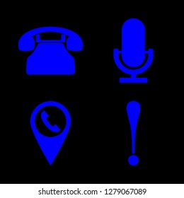 speak icon set about phone pin, microphone, attention and home phone vector set