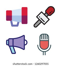 speak icon set. vector set about megaphone and microphone icons set.