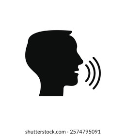 Speak icon, talk or talking person sign, speech icon for interview, interact and talks controls, man with open mouth – stock vector